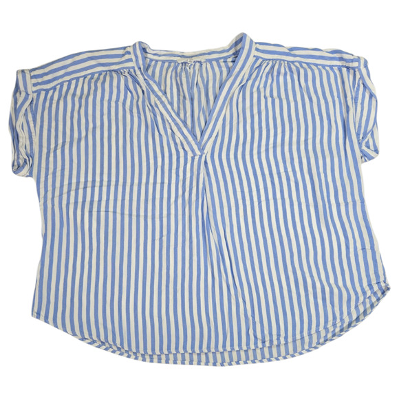 Workshop Republic Wom 2XL Blue White Short Sleeve Top Coastal Beachy Boxy Spring - Picture 1 of 7
